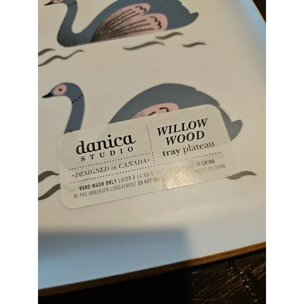 Lot of 3 DANICA STUDIO TRAYS WILLOW WOOD MIGHTY‎ ONE SWANS  8X15 in.  LARGE NEW